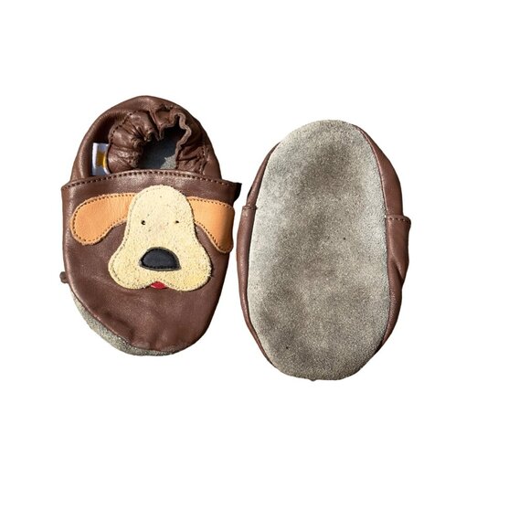 Bundle Of Three Pairs Of Soft Sole Leather Baby Shoes With Fun Designs & Elastic - Picture 6 of 8